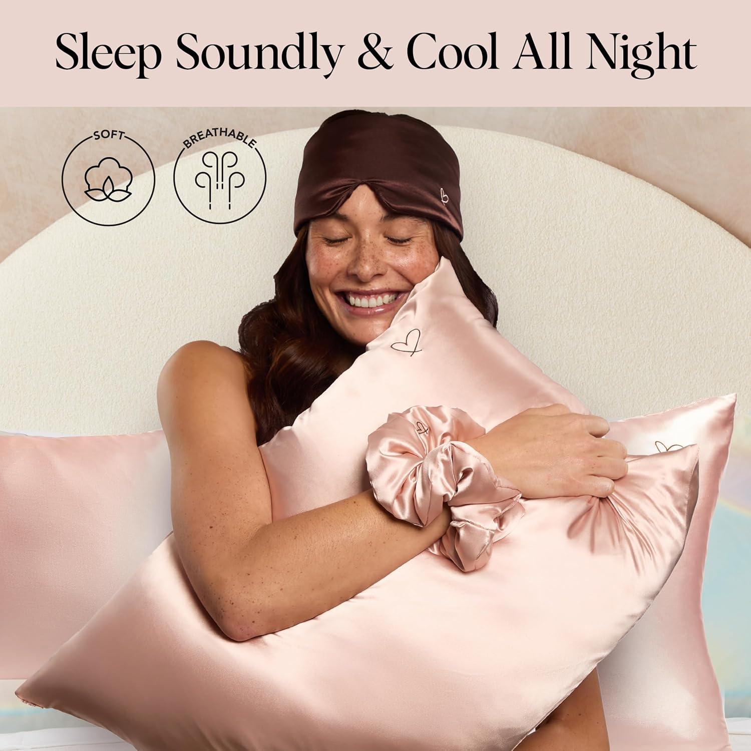 imageKitsch Night time Renewal 3PC Sleep Set Satin Pillowcase with Zipper for Hair ampamp Skin Softer Than Silk QueenStandard Size with Satin Pillow Scrunchie NoDamage Hair Tie and Satin Pillow Eye MaskMulticolor
