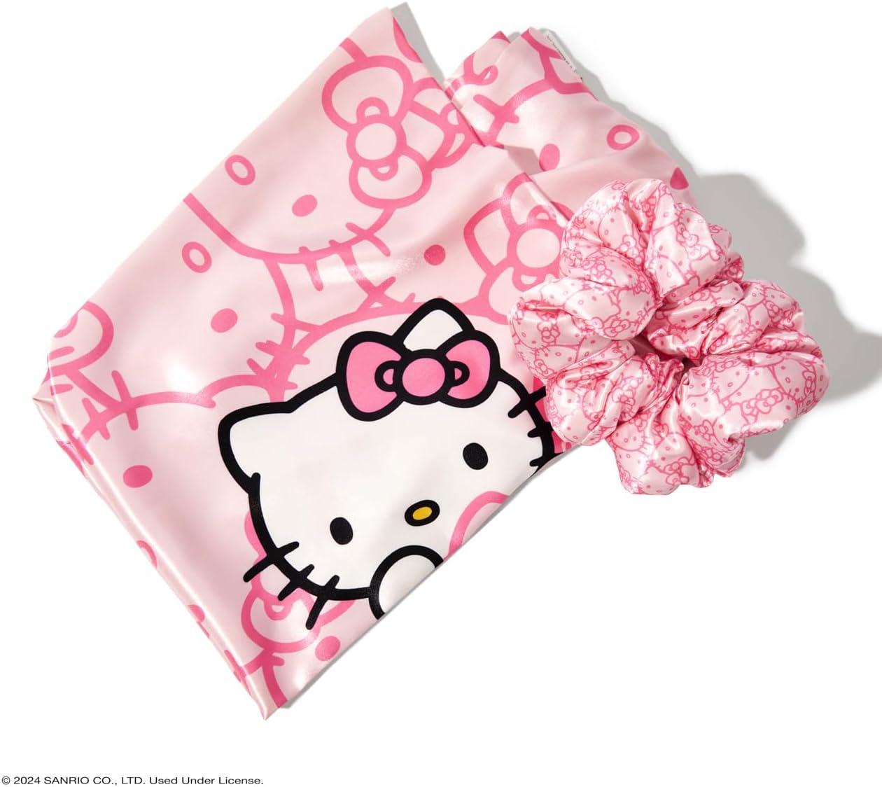 imageKitsch Satin Pillowcase with Zipper for Hair ampamp Skin Softer Than Silk Machine Washable WrinkleFree QueenStandard 19x26 with Satin Scrunchie NoDamage Silk Hair Tie AuraPink Kitty Faces