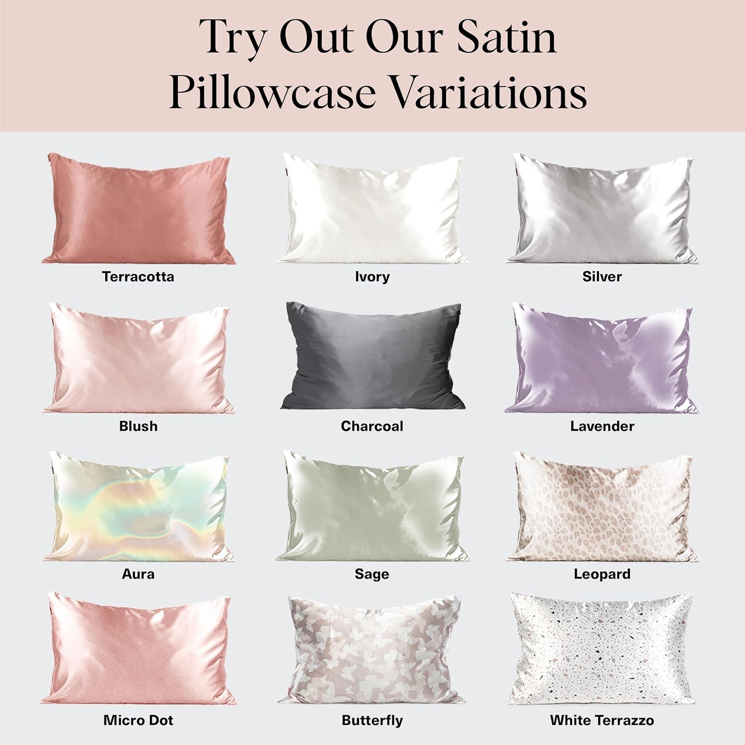 imageKitsch Satin Pillowcase with Zipper for Hair ampamp Skin Softer Than Silk Pillow Cases Queen WrinkleFree Smooth and Cooling Satin Pillow Covers Standard Size 19quotx26quot Aura 2pcsCherry Print