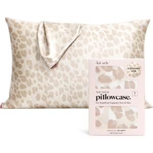 Kitsch Satin Pillowcase with Zipper for Hair & Skin, Softer Than Silk Pillow Cases Queen, Wrinkle-Free, Smooth and Cooling Satin Pillow Covers, Standard Size 19″x26″ – Aura, 2pcs(Leopard)