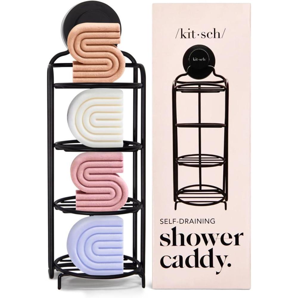 imageKitsch Hanging Shower Caddy with Suction Cup  SelfDraining Bar Soap Holder ampamp Shower Caddy for Shampoo Bars Conditioner Bars ampamp Soap  Rust Proof EcoFriendly Wall Mount or FreeStanding Organizer