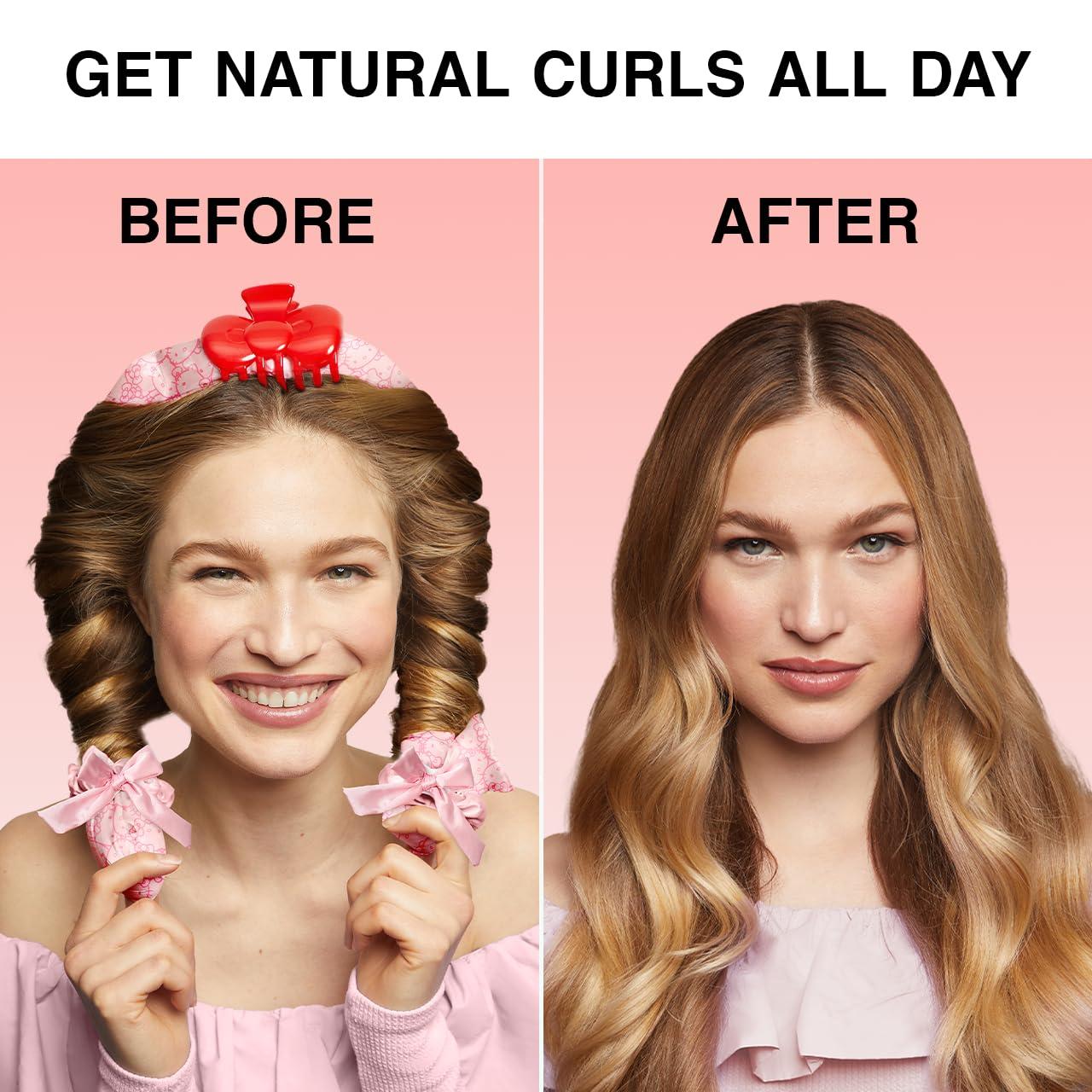 imageHello Kitty x Kitsch XL Satin Heatless Curling Set Heatless Hair Curler To Sleep In for FrizzFree ampamp Soft Curls Comes with Bow Shape Design Hair Claw and Satin Scrunchies Gifts for Women 4pc SetPink Kitty Faces