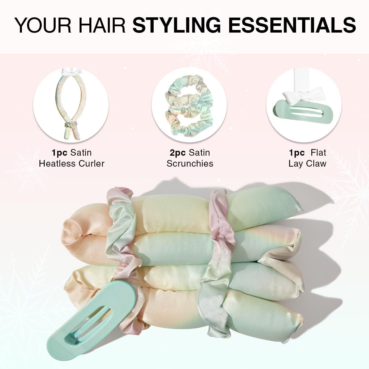 imageHello Kitty x Kitsch XL Satin Heatless Curling Set Heatless Hair Curler To Sleep In for FrizzFree ampamp Soft Curls Comes with Bow Shape Design Hair Claw and Satin Scrunchies Gifts for Women 4pc SetAura