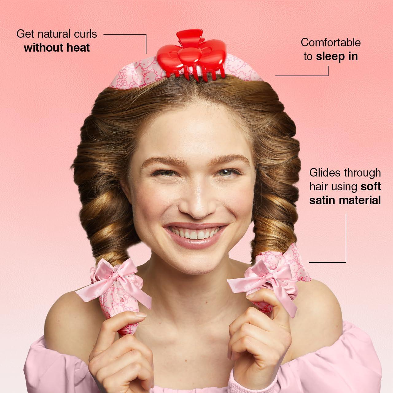 imageHello Kitty x Kitsch XL Satin Heatless Curling Set Heatless Hair Curler To Sleep In for FrizzFree ampamp Soft Curls Comes with Bow Shape Design Hair Claw and Satin Scrunchies Gifts for Women 4pc SetPink Kitty Faces