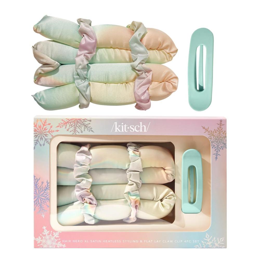 imageHello Kitty x Kitsch XL Satin Heatless Curling Set Heatless Hair Curler To Sleep In for FrizzFree ampamp Soft Curls Comes with Bow Shape Design Hair Claw and Satin Scrunchies Gifts for Women 4pc SetAura