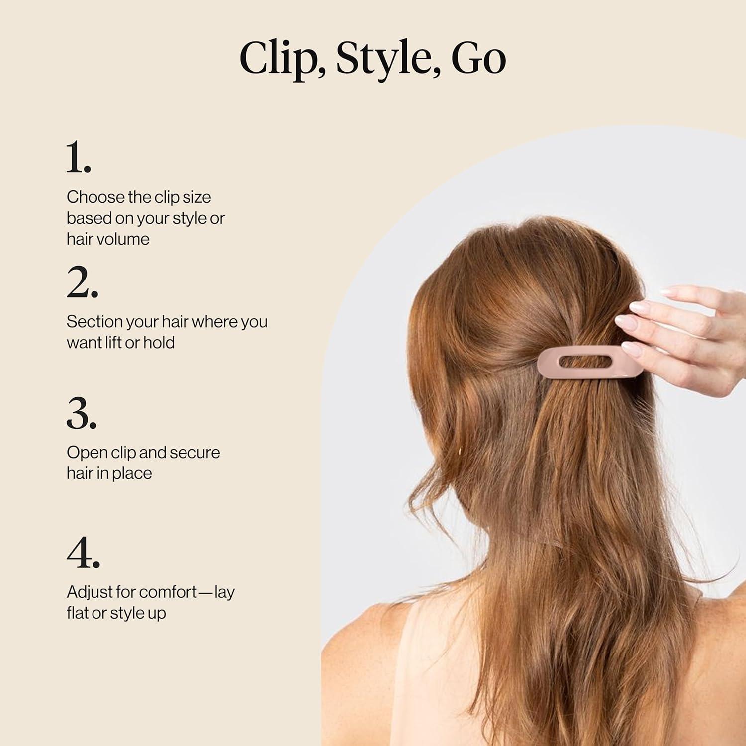 imageKitsch Flat Claw Clips for Women Strong Grip Comfortable Design Durable Plastic Glossy Finish Lay Down Claw Clip For All Hair Types Ideal Gifts for Women Terracotta 3pcsTerracota