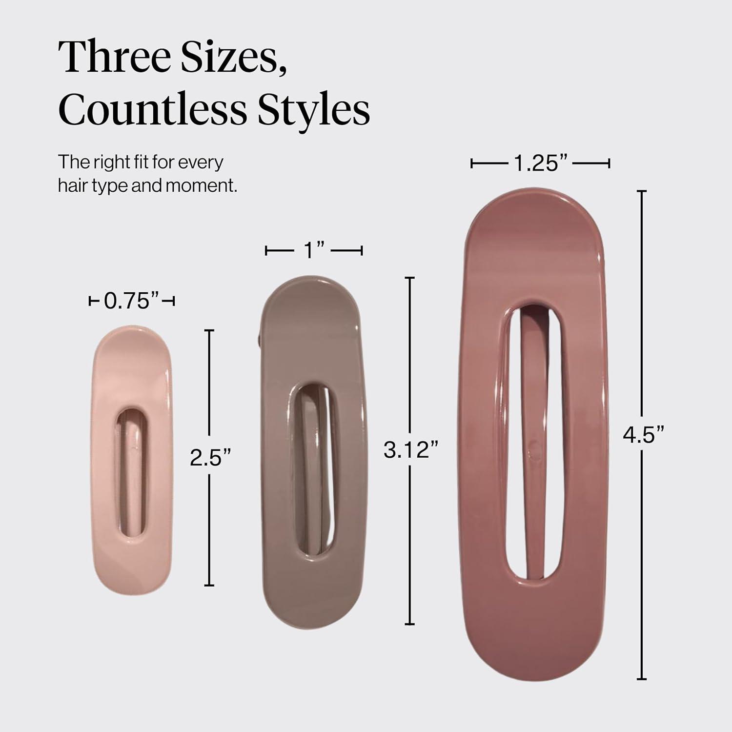 imageKitsch Flat Claw Clips for Women Strong Grip Comfortable Design Durable Plastic Glossy Finish Lay Down Claw Clip For All Hair Types Ideal Gifts for Women Terracotta 3pcsTerracota