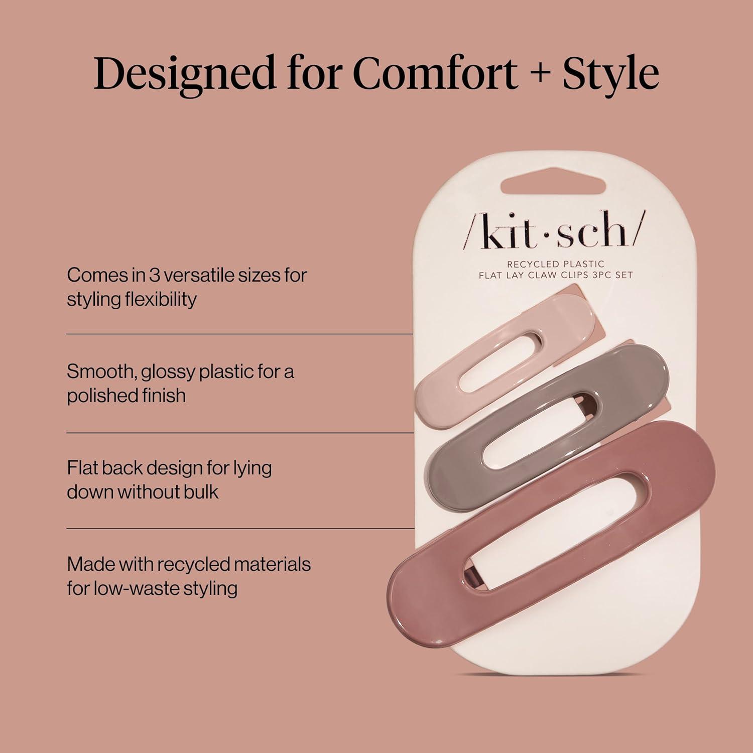 imageKitsch Flat Claw Clips for Women Strong Grip Comfortable Design Durable Plastic Glossy Finish Lay Down Claw Clip For All Hair Types Ideal Gifts for Women Terracotta 3pcsTerracota