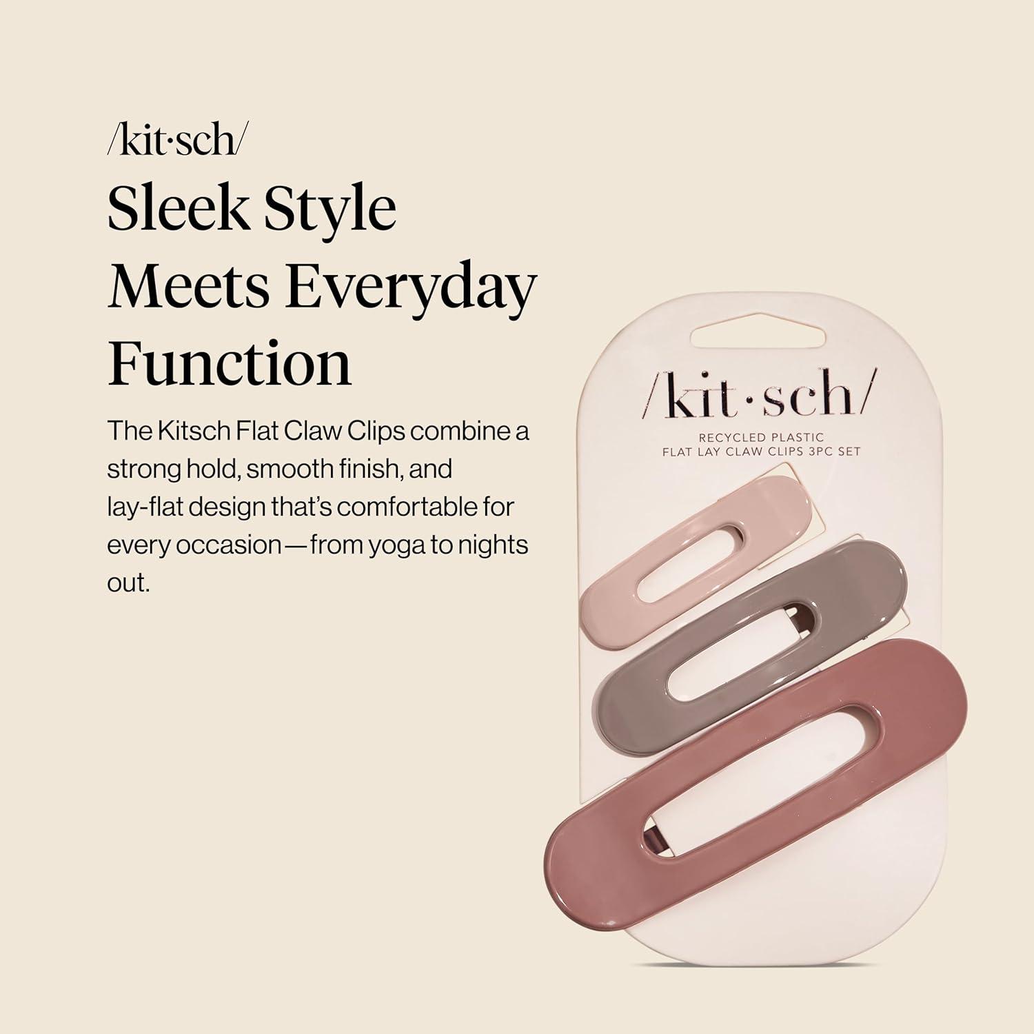 imageKitsch Flat Claw Clips for Women Strong Grip Comfortable Design Durable Plastic Glossy Finish Lay Down Claw Clip For All Hair Types Ideal Gifts for Women Terracotta 3pcsTerracota