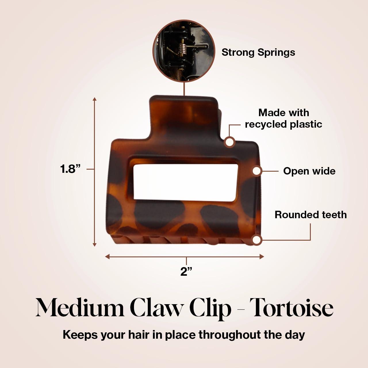 imageKitsch Large Assorted Hair Clips for Women Medium Open Shape Hair Claw Clips for Thick Hair Flat Lay Hair Clip ampamp Big Octopus Claw Clip for Teen Girls Ideal Gifts for Women 3 pcsBlack Tortoise Rectangle