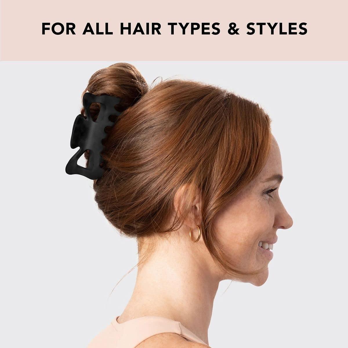 imageKitsch Large Claw Clip for Thick Hair Rubberized Finish for EasyGrip Electroplated Springs Big Hair Clips for Updos Hairstyle Ideal Gifts for Women Black 1pcBlack