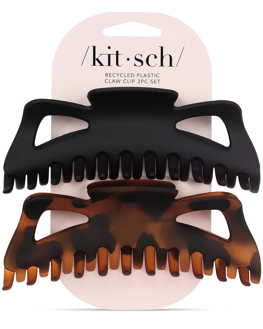 imageKitsch Large Claw Clip for Thick Hair Rubberized Finish for EasyGrip Electroplated Springs Big Hair Clips for Updos Hairstyle Ideal Gifts for Women Black 1pcTortoise and Black