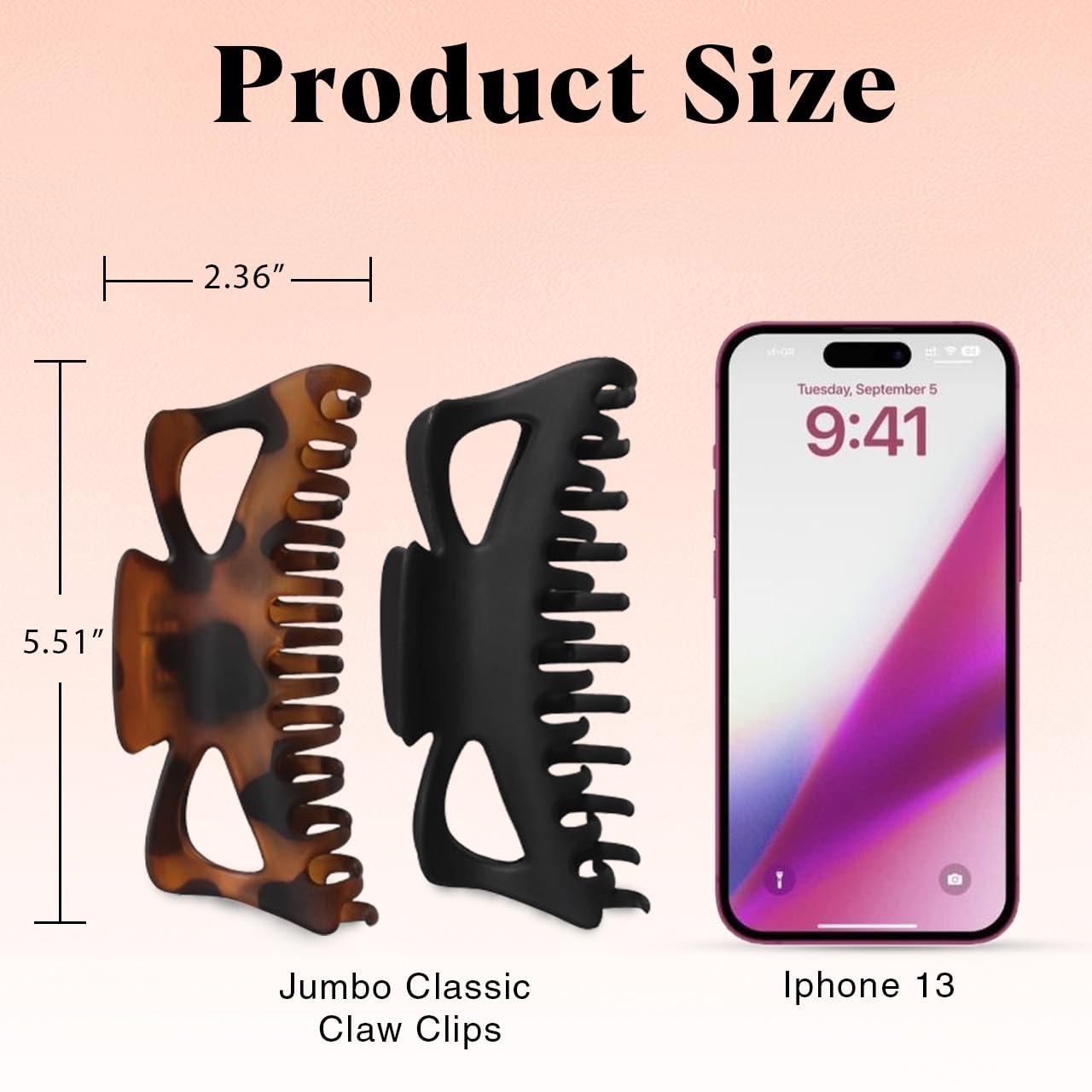 imageKitsch Large Claw Clip for Thick Hair Rubberized Finish for EasyGrip Electroplated Springs Big Hair Clips for Updos Hairstyle Ideal Gifts for Women Black 1pcTortoise and Black