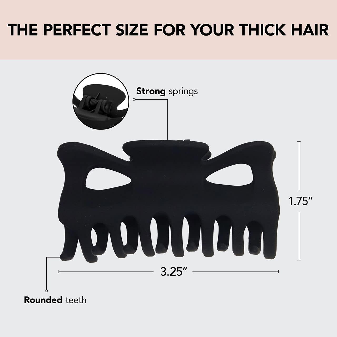 imageKitsch Large Claw Clip for Thick Hair Rubberized Finish for EasyGrip Electroplated Springs Big Hair Clips for Updos Hairstyle Ideal Gifts for Women Black 1pcBlack