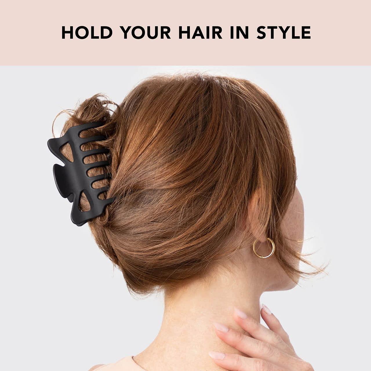 imageKitsch Large Claw Clip for Thick Hair Rubberized Finish for EasyGrip Electroplated Springs Big Hair Clips for Updos Hairstyle Ideal Gifts for Women Black 1pcBlack