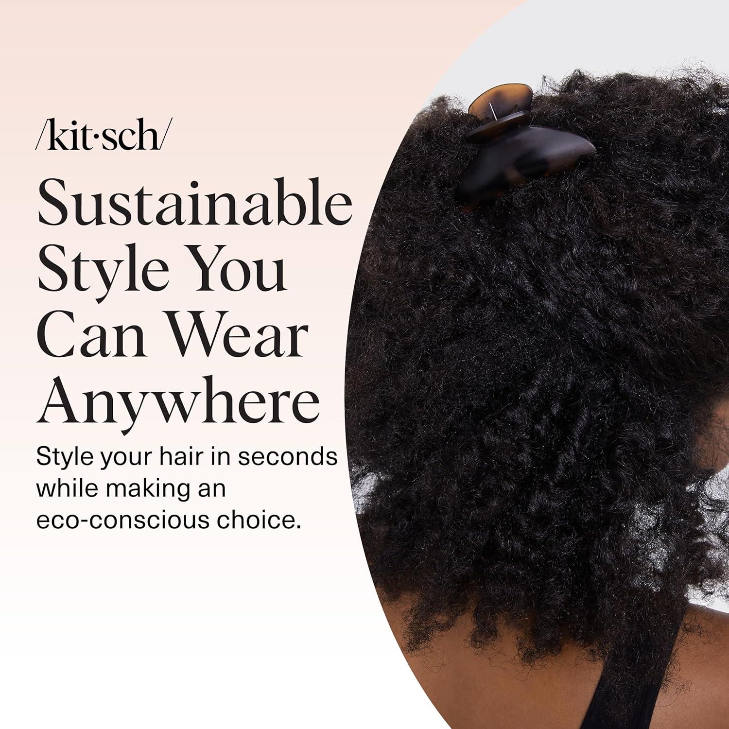 imageKitsch Medium Hair Clips for Women Strong Hold Recycled Plastic Claw Clips for Thick Hair Great for Updo Half Up Hairstyle Ideal Gifts for Women 2pcs Black and TortTortoise and Black 2 Pieces Medium