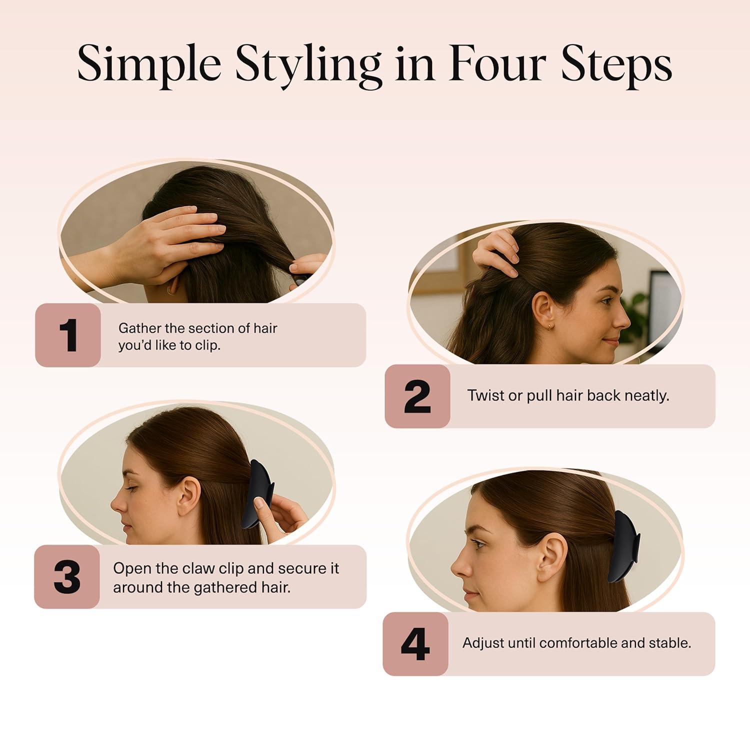 imageKitsch Medium Hair Clips for Women Strong Hold Recycled Plastic Claw Clips for Thick Hair Great for Updo Half Up Hairstyle Ideal Gifts for Women 2pcs Black and TortTortoise and Black 2 Pieces Medium