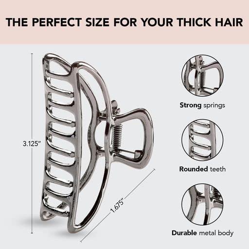 imageKitsch Metal Hair Clips for Women Durable ampamp Elegant Metal Claw Clips Perfect for Everyday Use ampamp Special Occasions Hematite Ideal Gifts for Women 1 PieceHematite