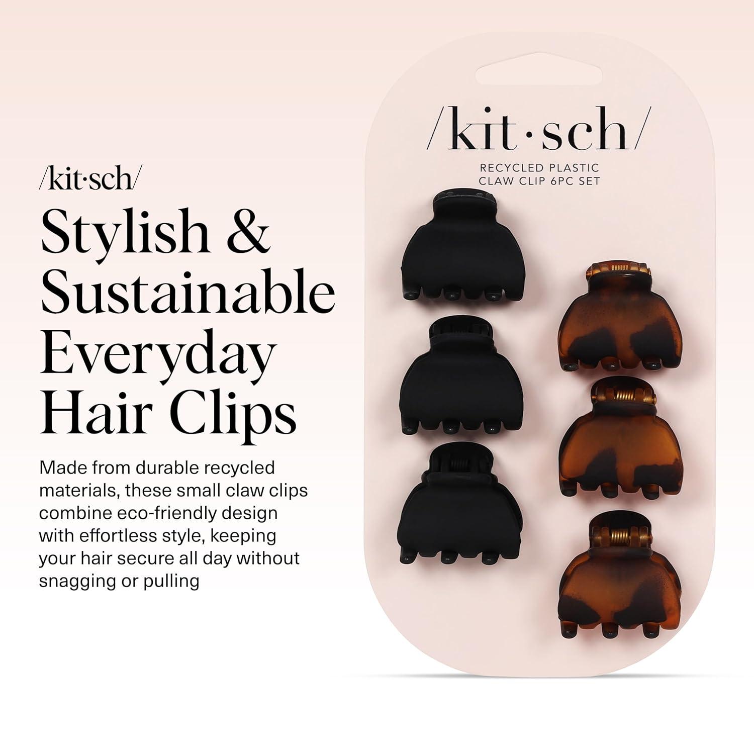 imageKitsch Mini Claw Clips for Women Stylish Small Hair Clips for Kids Stays In Place Without Pulling or Snagging Durable ampamp Sturdy Plastic Ideal Gifts for Women Tortoise ampamp Black 6 Pcs6 Count Pack of 1