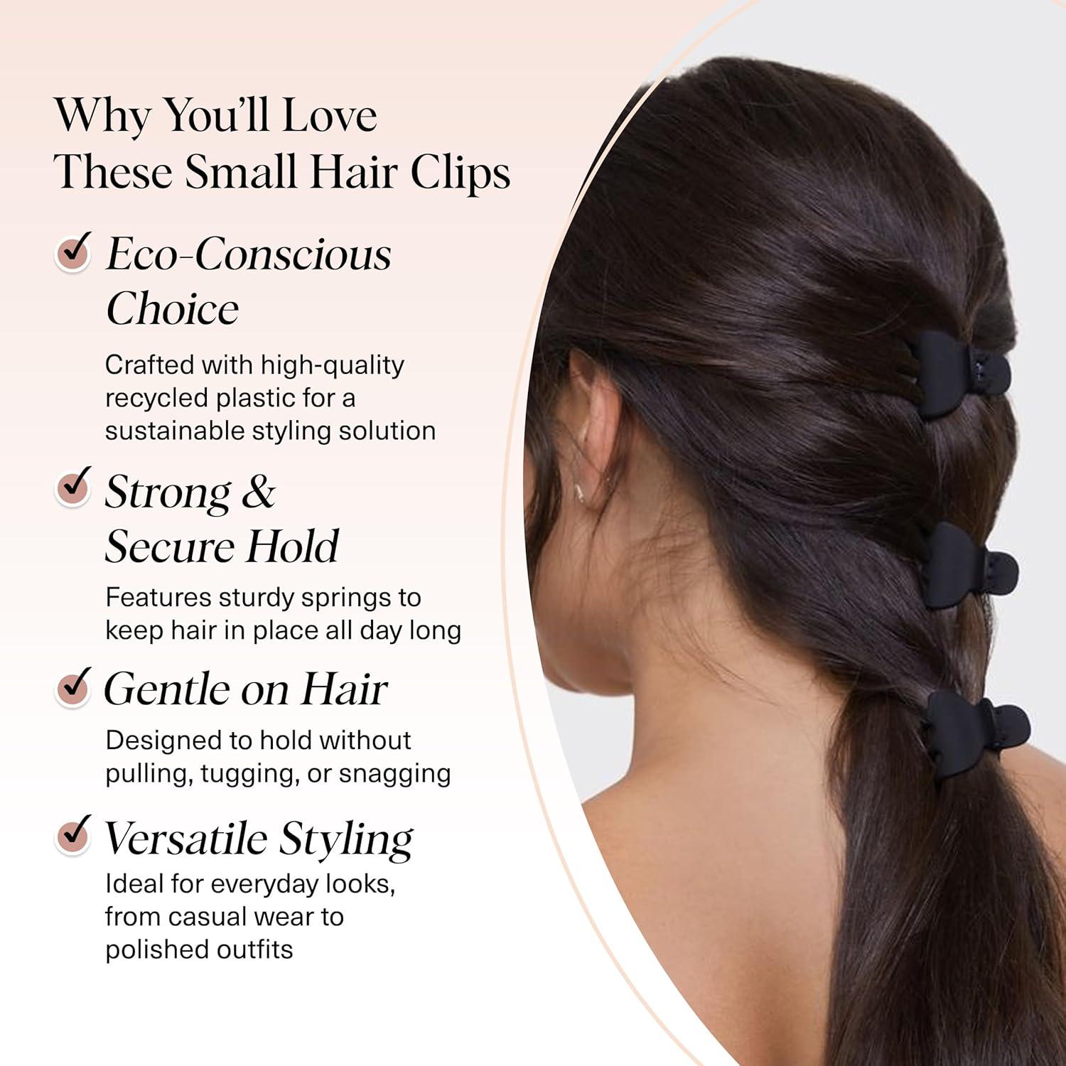 imageKitsch Mini Claw Clips for Women Stylish Small Hair Clips for Kids Stays In Place Without Pulling or Snagging Durable ampamp Sturdy Plastic Ideal Gifts for Women Tortoise ampamp Black 6 Pcs6 Count Pack of 1
