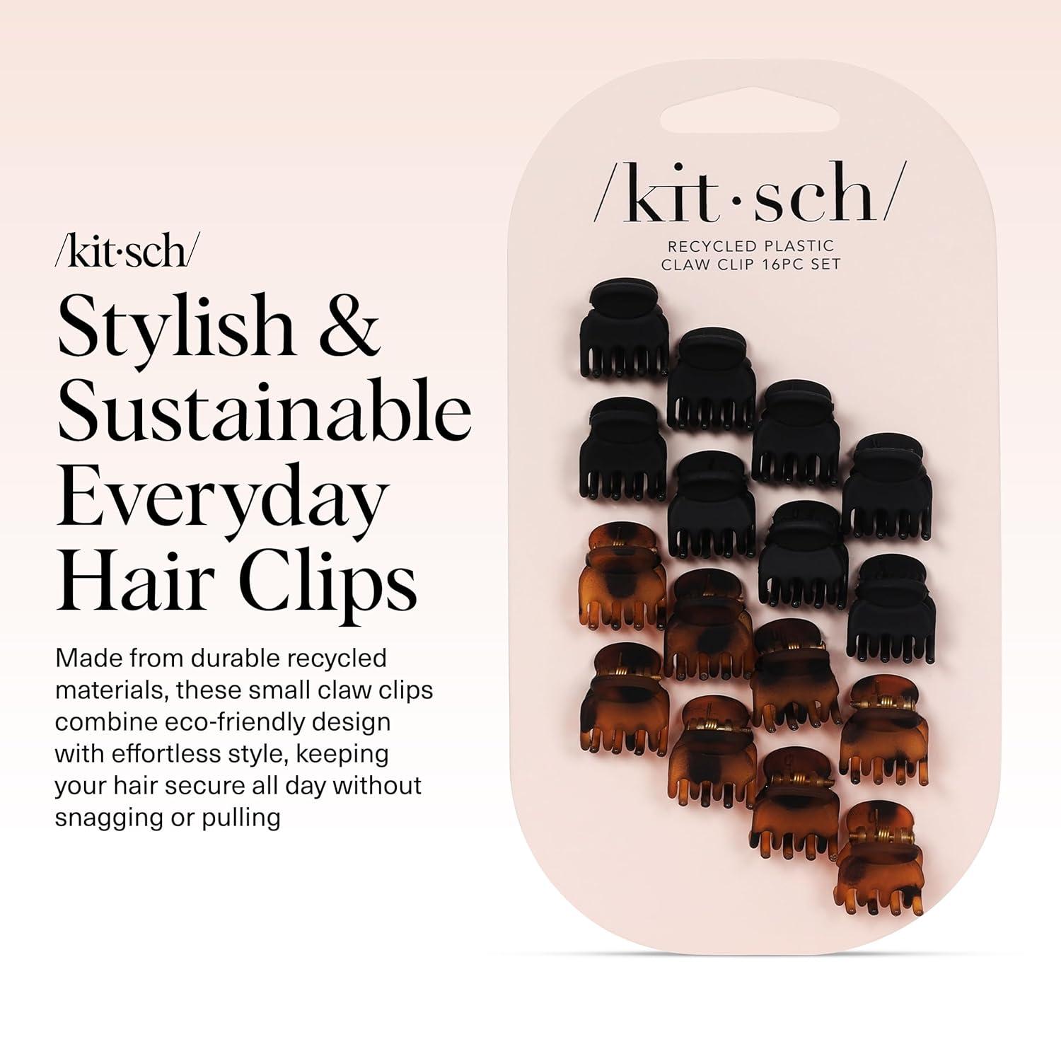 imageKitsch Mini Claw Clips for Women Stylish Small Hair Clips for Kids Stays In Place Without Pulling or Snagging Durable ampamp Sturdy Plastic Ideal Gifts for Women Tortoise ampamp Black 6 Pcs16 Count Pack of 1