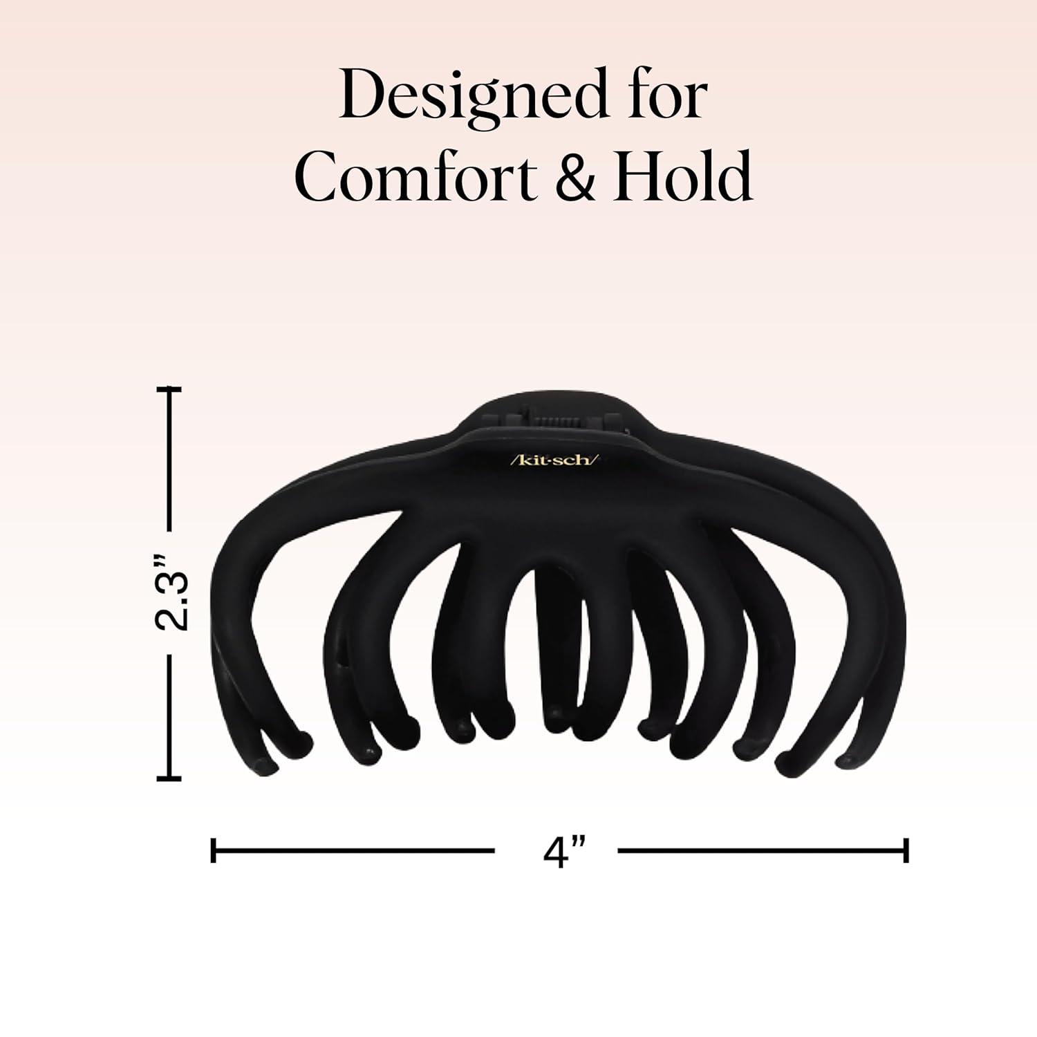 imageKitsch Octopus Claw Clips for Women Cute ampamp Stylish Hair Clips for Everyday Use Octopus Claw Clip for Thick Hair Ideal Gifts for Women Black ampamp Tortoise 2pcs