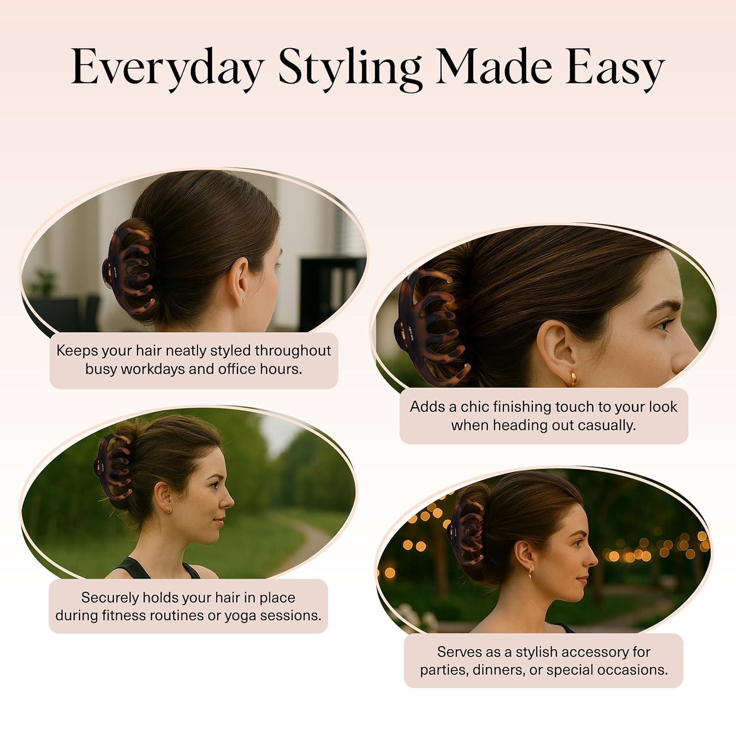 imageKitsch Octopus Claw Clips for Women Cute ampamp Stylish Hair Clips for Everyday Use Octopus Claw Clip for Thick Hair Ideal Gifts for Women Black ampamp Tortoise 2pcs