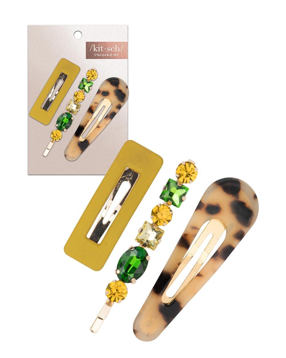 imageKitsch Stackable Acrylic Snap Hair Clip for Thick ampamp Thin Hair Hair Accessories for Women ampamp Girls Cute Barrettes Ideal Gifts for Women 3pcsCitrine