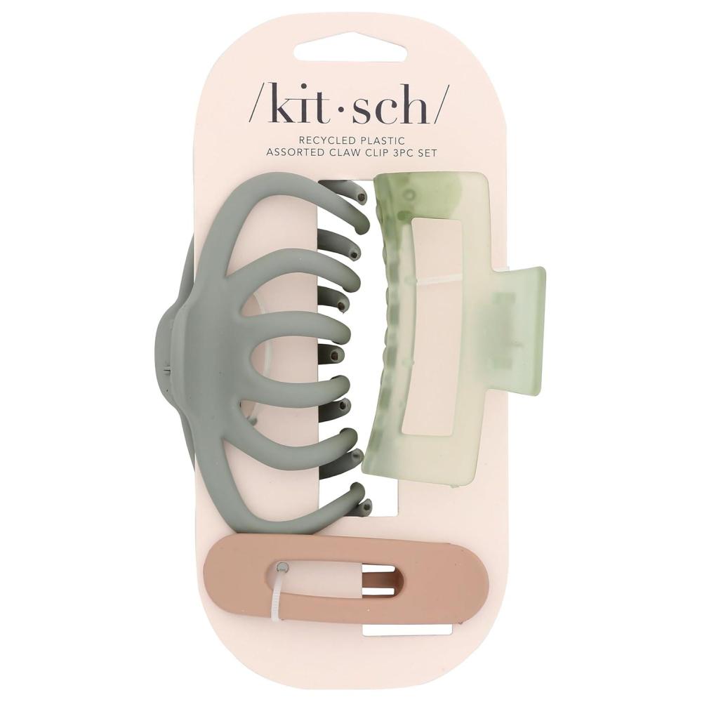 imageKitsch Large Assorted Hair Clips for Women Medium Open Shape Hair Claw Clips for Thick Hair Flat Lay Hair Clip ampamp Big Octopus Claw Clip for Teen Girls Ideal Gifts for Women 3 pcsSage