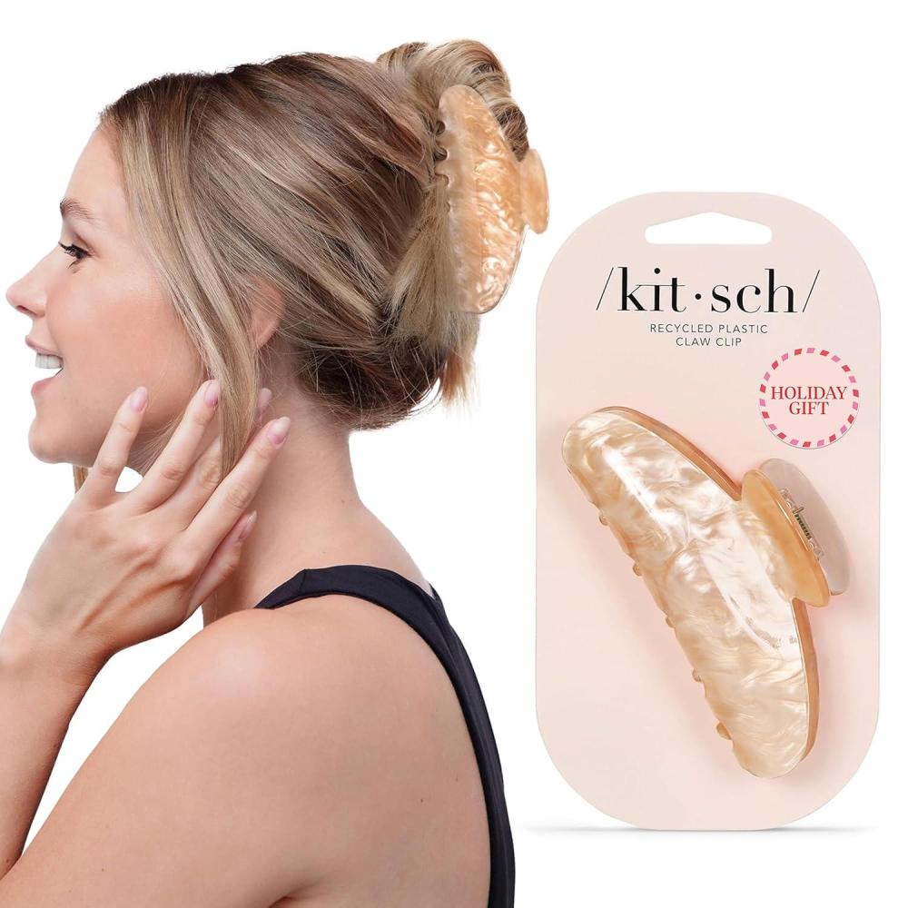 imageKitsch Recycled Plastic Large Claw Clip Big Marble Hair Clips for Women Jaw Clips for Girls Big Claw Clips for Thick Hair Ideal Gifts for Women 1pc BlondeBlonde