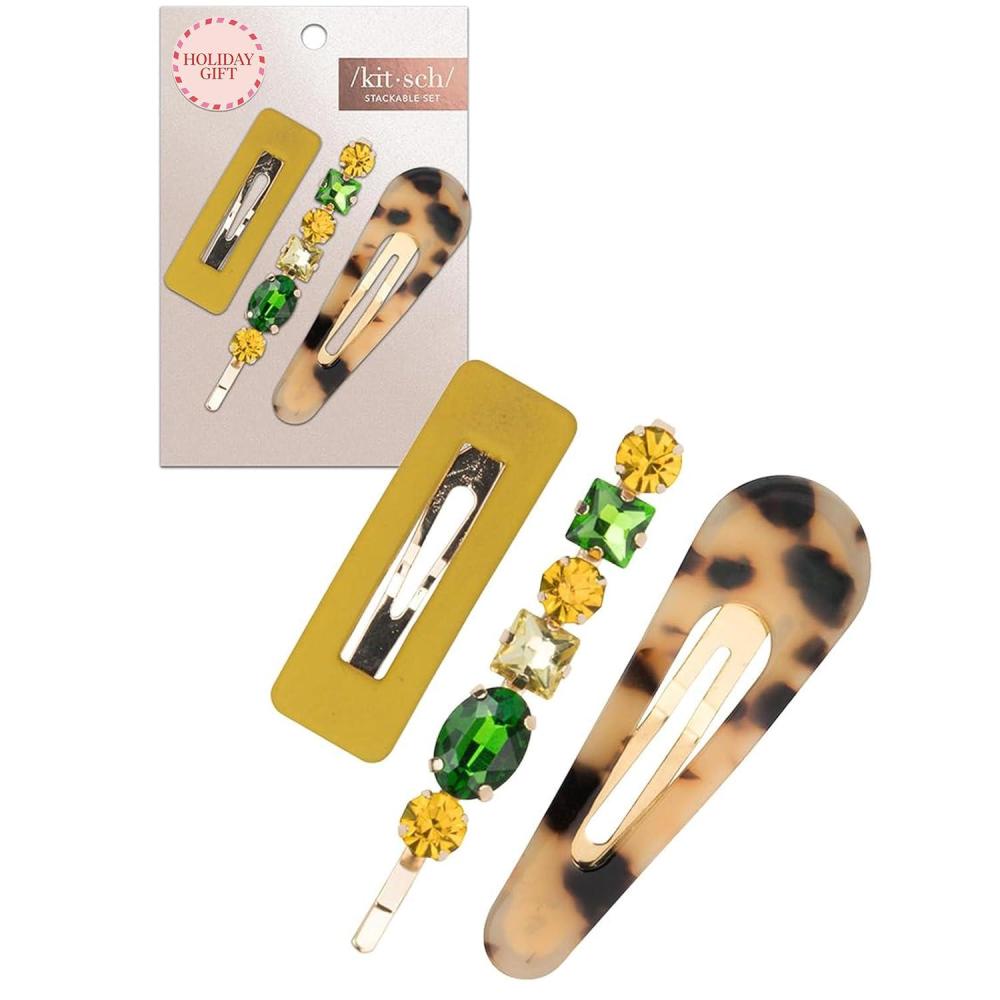 imageKitsch Stackable Acrylic Snap Hair Clip for Thick ampamp Thin Hair Hair Accessories for Women ampamp Girls Cute Barrettes Ideal Gifts for Women 3pcsCitrine