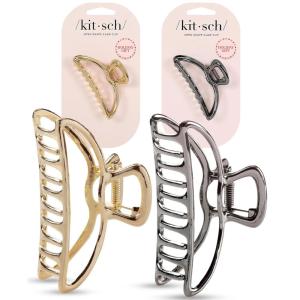 Kitsch Metal Hair Clips for Women – Durable & Elegant Metal Claw Clips, Perfect for Everyday Use & Special Occasions – Hematite | Ideal Gifts for Women, 1 Piece(Gold & Hematite (2 Pieces))