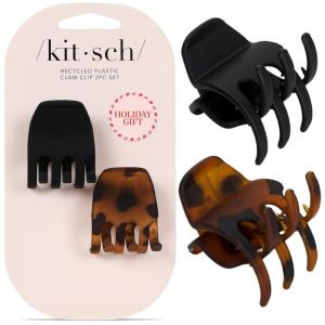 Kitsch Mini Claw Clips for Women – Stylish Small Hair Clips for Kids | Stays In Place Without Pulling or Snagging | Durable & Sturdy Plastic | Ideal Gifts for Women – Tortoise & Black, 6 Pcs(2 Count (Pack of 1))
