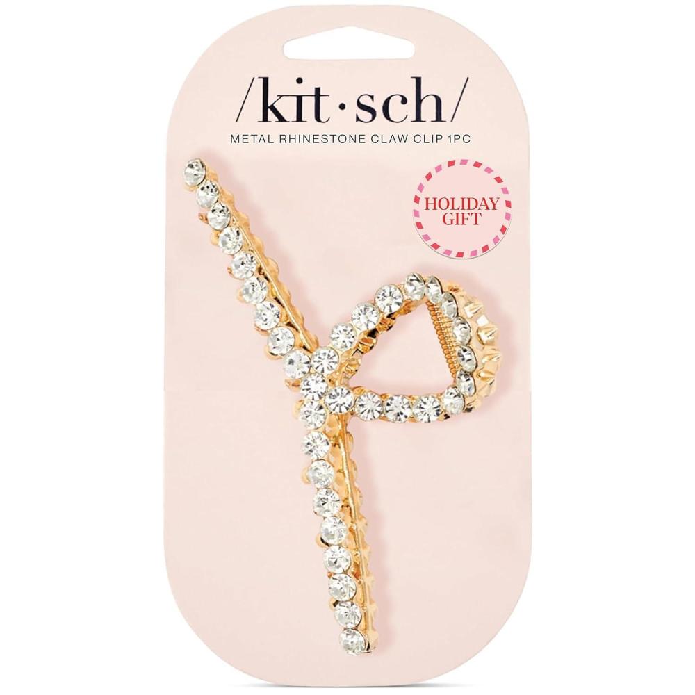 imageKitsch Gold LoopShaped Hair Clip for Women with Rhinestones Durable Metal Strong Hold ampamp Elegant Gold Hair Accessories Ideal Gifts for Women 1pcGold Rhinestone
