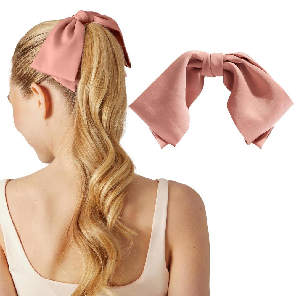 imageKitsch Oversized Hair Bows for Women Recycled Polyester Material Stylish and Elegant Cute Hair Bow Clips Ideal Gifts for Women Black 1pcRosewood