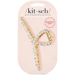 Kitsch Gold Loop-Shaped Hair Clip for Women with Rhinestones – Durable Metal, Strong Hold, & Elegant | Gold Hair Accessories | Ideal Gifts for Women – 1pc(Gold Rhinestone)