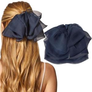Kitsch Oversized Hair Bows for Women – Recycled Polyester Material | Stylish and Elegant | Cute Hair Bow Clips | Ideal Gifts for Women – Black, 1pc(Blue Orchid)
