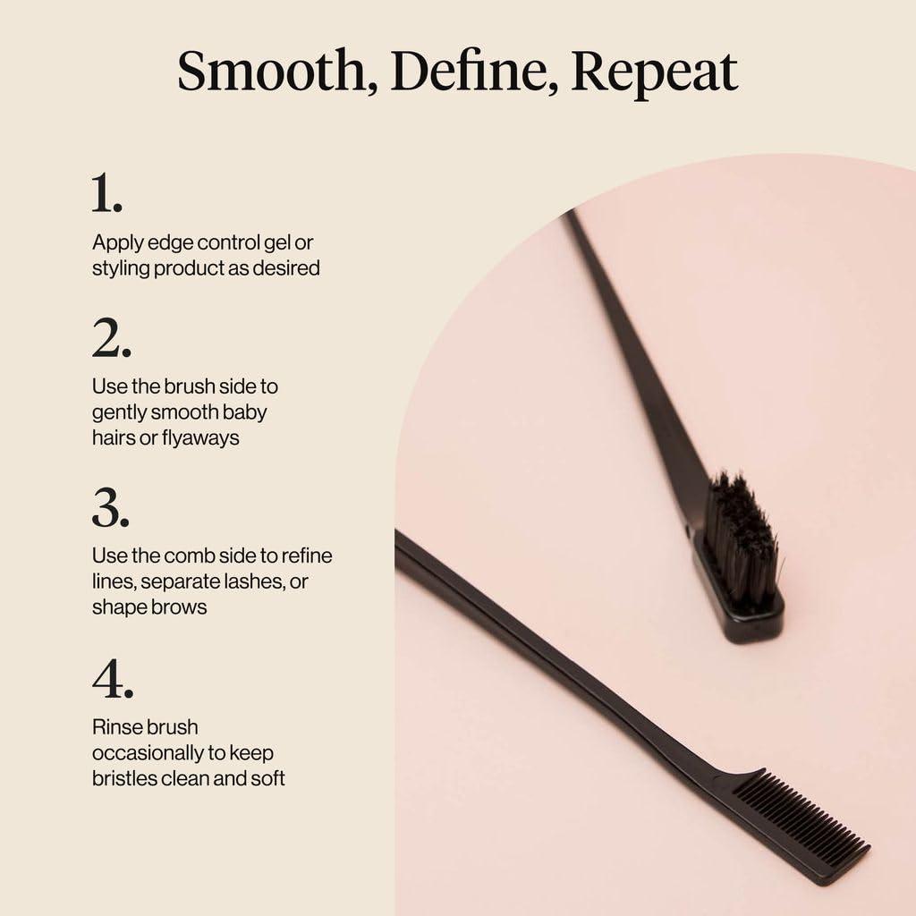 image:imageKitsch Double Sided Edge Control Hair Brushes for Women Edge Brush with Soft Nylon Bristles For Bangs Hairline Eyebrows amp Lashes 2 Pcs Black