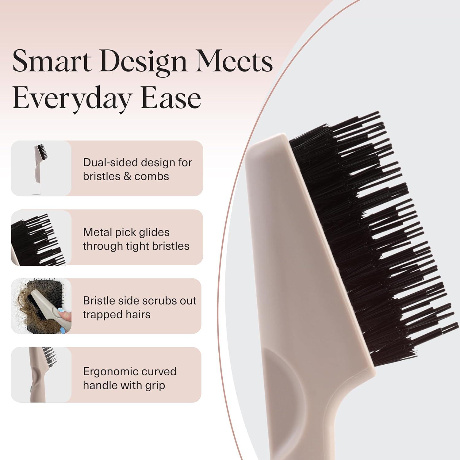 image:imageKitsch Hair Brush Cleaner Tool DoubleSided 2in1 Brush Cleaner for Hair Brushes amp Combs EcoFriendly Cleaning Tool with Pick amp Bristles Perfect Gifts for Women Hair Stylist Essentials