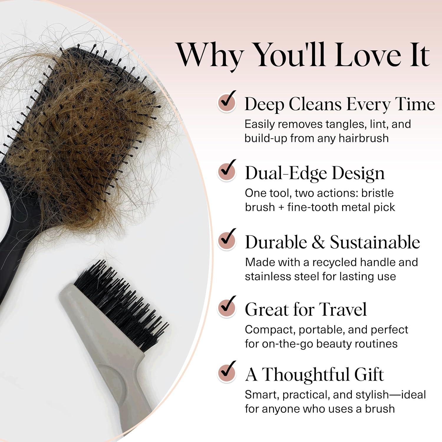 image:imageKitsch Hair Brush Cleaner Tool DoubleSided 2in1 Brush Cleaner for Hair Brushes amp Combs EcoFriendly Cleaning Tool with Pick amp Bristles Perfect Gifts for Women Hair Stylist Essentials