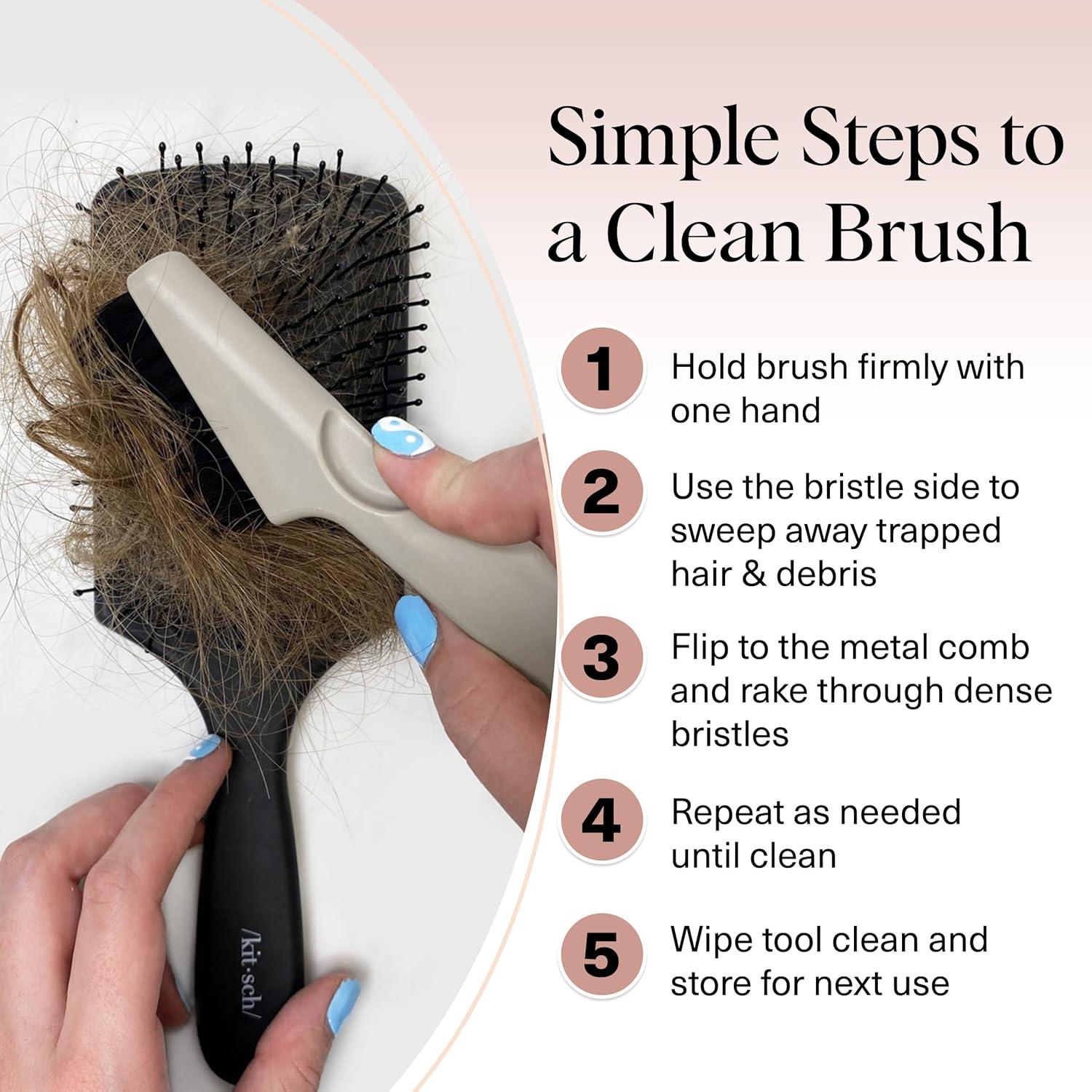image:imageKitsch Hair Brush Cleaner Tool DoubleSided 2in1 Brush Cleaner for Hair Brushes amp Combs EcoFriendly Cleaning Tool with Pick amp Bristles Perfect Gifts for Women Hair Stylist Essentials