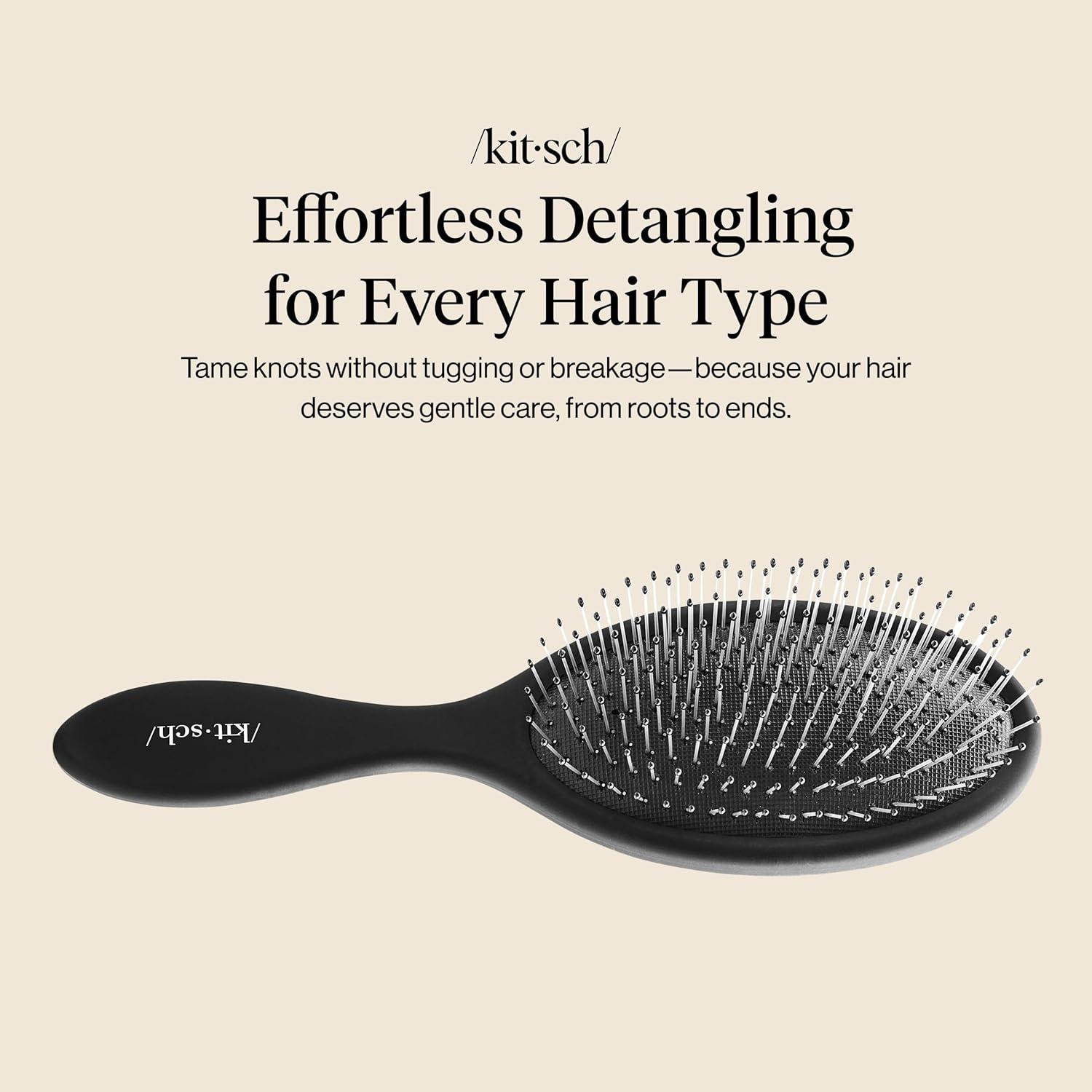 image:imageKitsch Wide Tooth Detangler Comb Curved Handle for Curly Wet amp Thick Hair Black Shower Comb for WomenWet Dry Brush