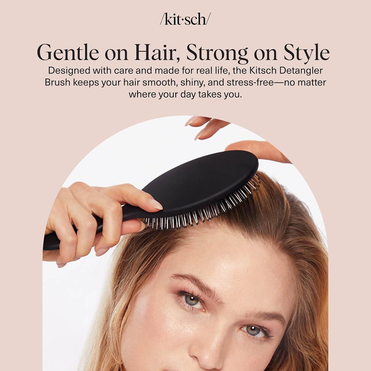 image:imageKitsch Wide Tooth Detangler Comb Curved Handle for Curly Wet amp Thick Hair Black Shower Comb for WomenWet Dry Brush