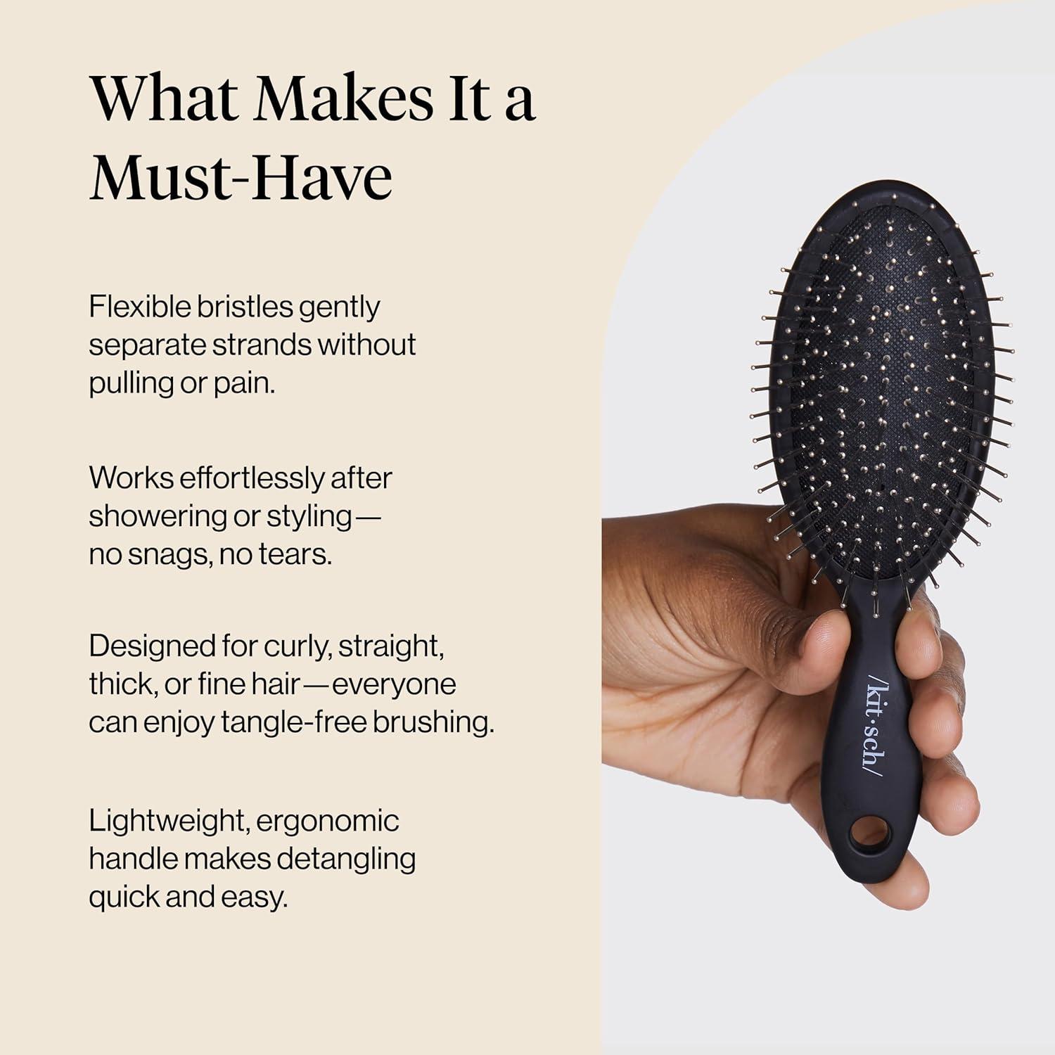 image:imageKitsch Wide Tooth Detangler Comb Curved Handle for Curly Wet amp Thick Hair Black Shower Comb for WomenWet Dry Brush