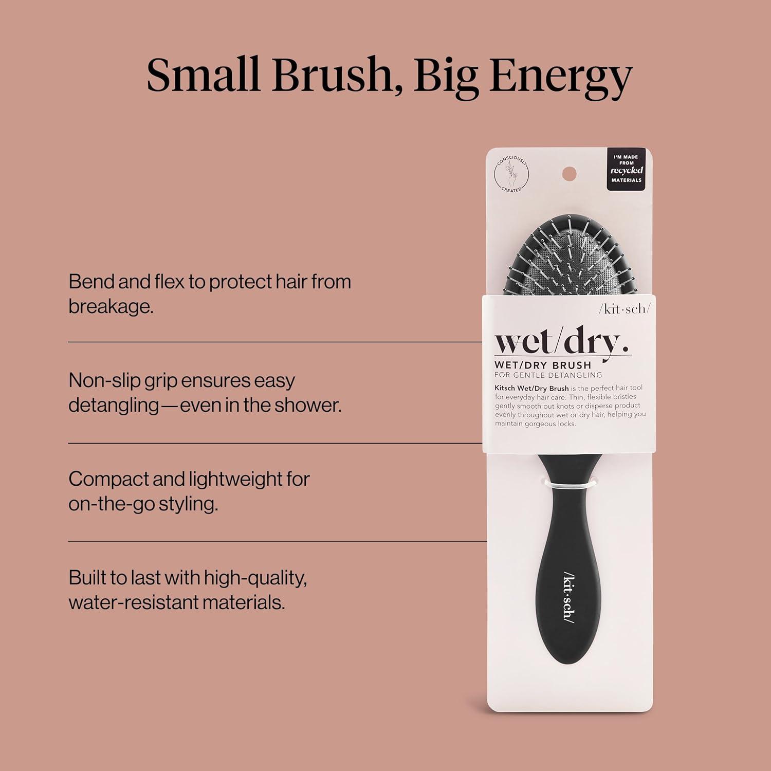 image:imageKitsch Wide Tooth Detangler Comb Curved Handle for Curly Wet amp Thick Hair Black Shower Comb for WomenWet Dry Brush