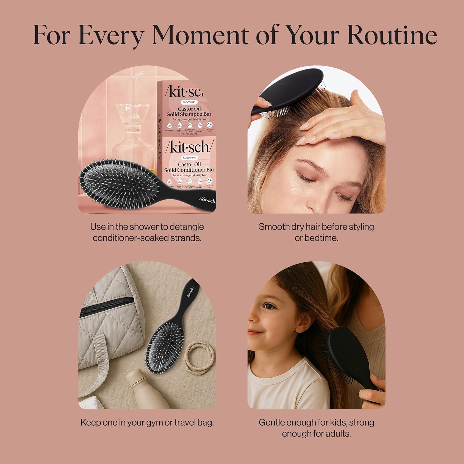 image:imageKitsch Wide Tooth Detangler Comb Curved Handle for Curly Wet amp Thick Hair Black Shower Comb for WomenWet Dry Brush