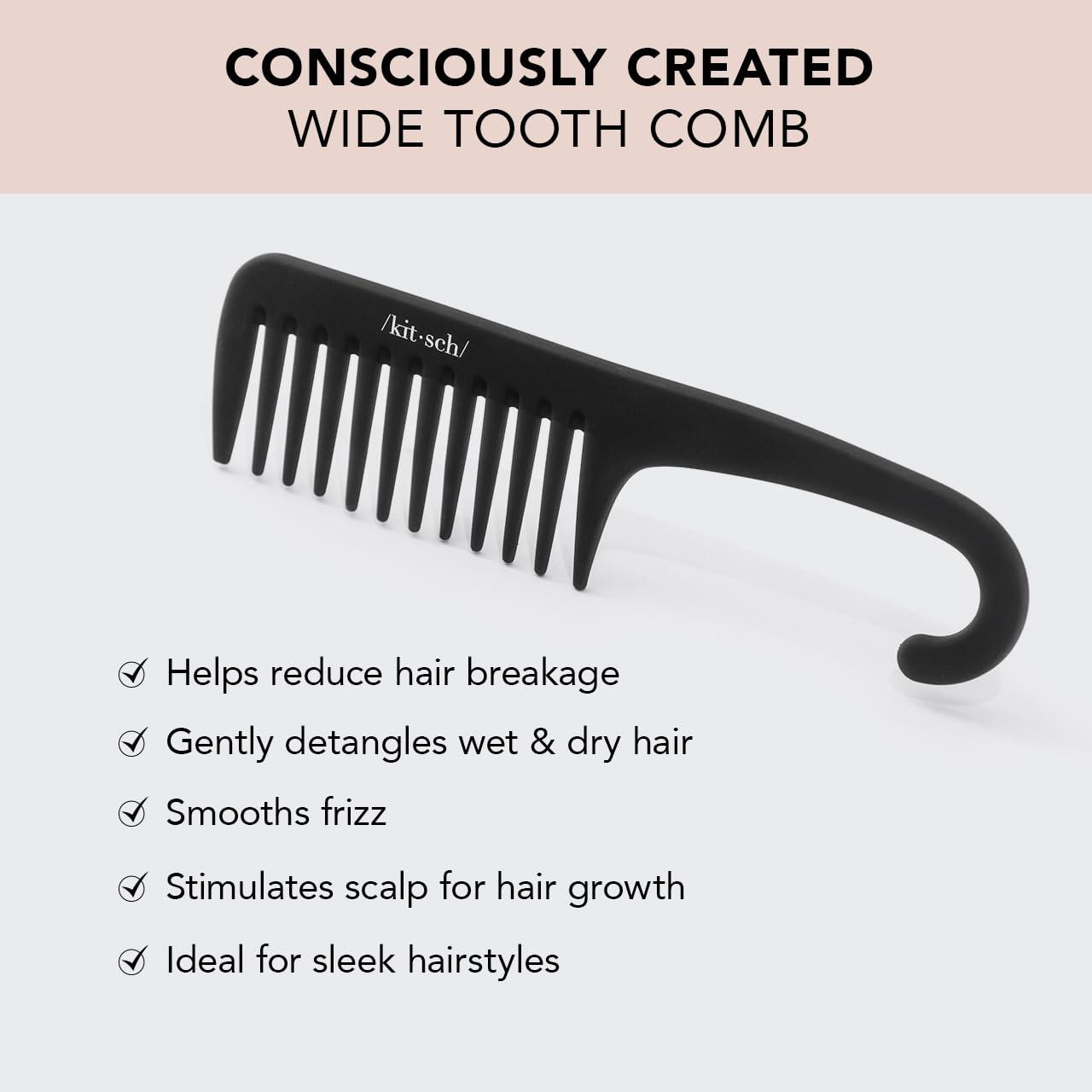 image:imageKitsch Wide Tooth Detangler Comb Curved Handle for Curly Wet amp Thick Hair Black Shower Comb for WomenWide Tooth Comb