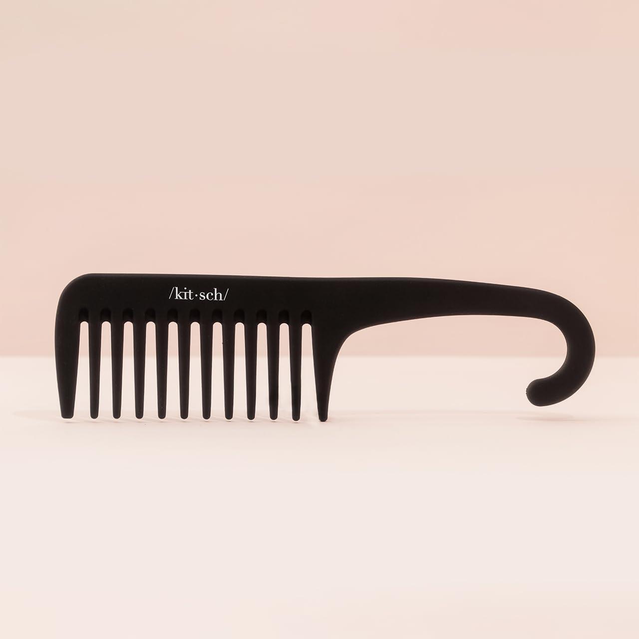 image:imageKitsch Wide Tooth Detangler Comb Curved Handle for Curly Wet amp Thick Hair Black Shower Comb for WomenWide Tooth Comb