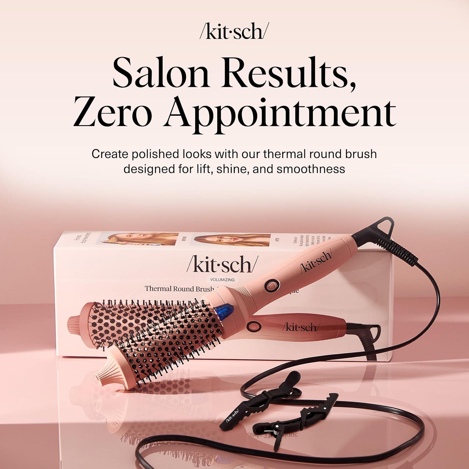 image:imageKitsch Thermal Brush Round Brush For Blowout Look 1538 mm Ceramic Barrel Hair Brush amp Hair Styling Tool For Volume amp Shine for All Hair Types FrizzReducing Ceramic Tourmaline Quick HeatUpTerracotta