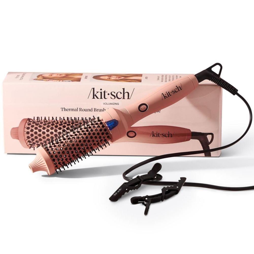 image:imageKitsch Thermal Brush Round Brush For Blowout Look 1538 mm Ceramic Barrel Hair Brush amp Hair Styling Tool For Volume amp Shine for All Hair Types FrizzReducing Ceramic Tourmaline Quick HeatUpTerracotta